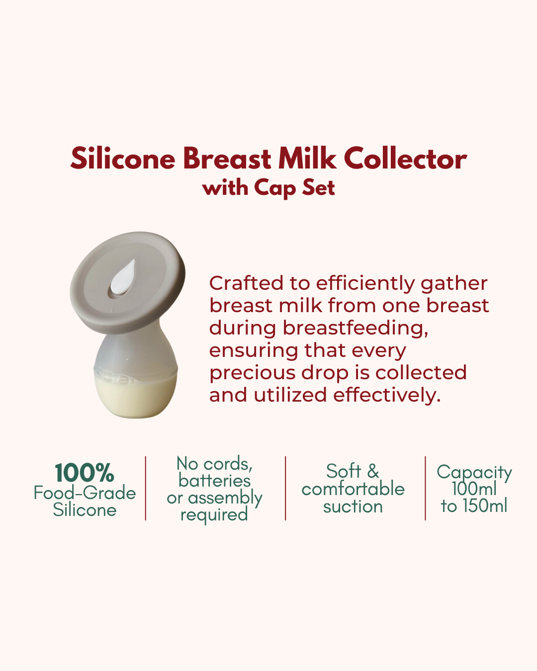 Silicone Breastmilk Collector with Cap Set