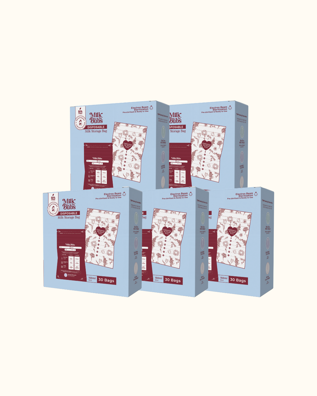 [Bundle of 5] Disposable Milk Storage Bags with Storage Guidelines