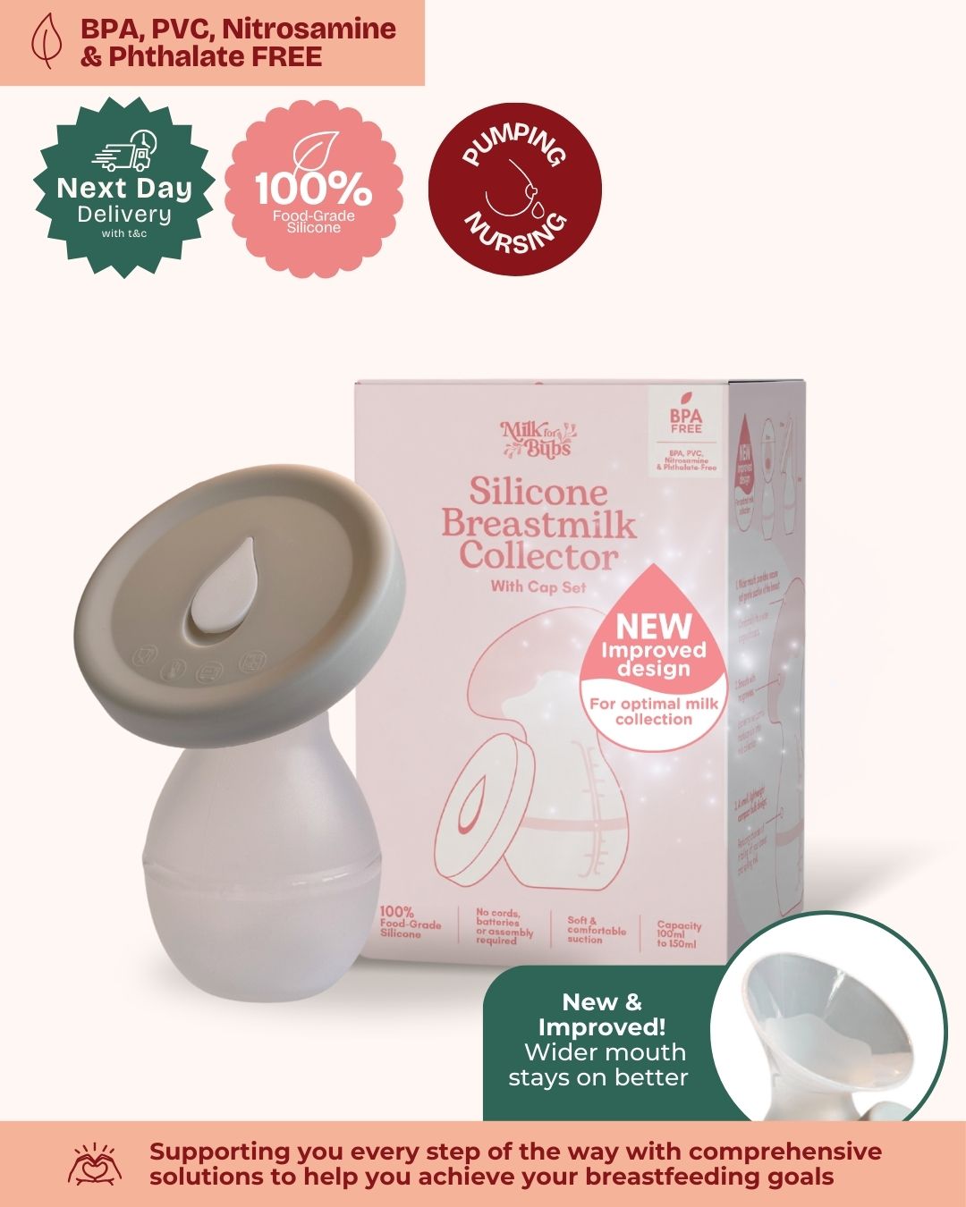 Silicone Breastmilk Collector with Cap Set