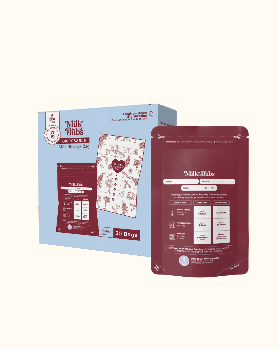 Disposable Milk Storage Bag With Storage Guidelines